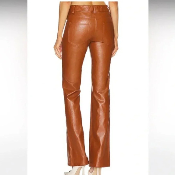 NWT A.L.C. Freddie $395 Vegan Leather Straight Leg Pant in Cognac, Size 00 - Picture 4 of 9